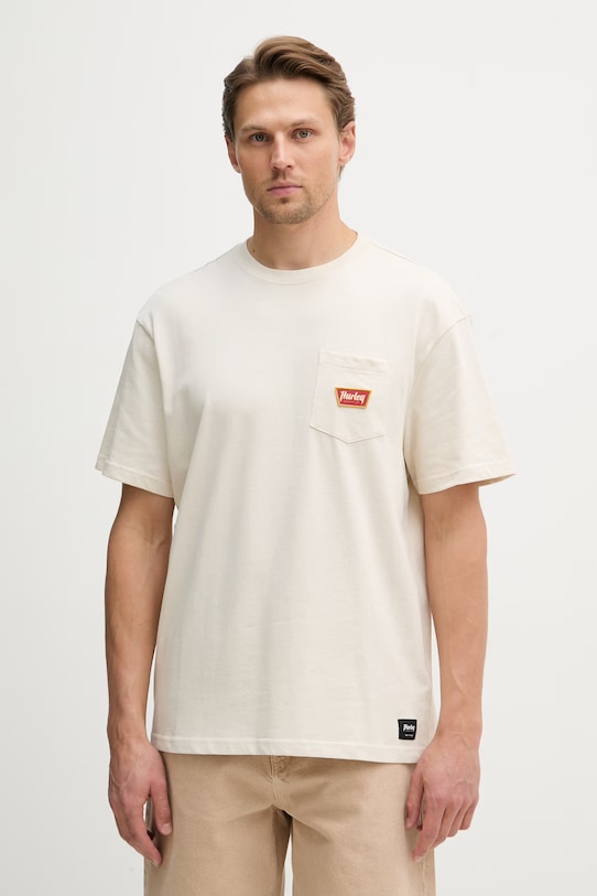 Hurley T-shirt męski z bawełną beżowy HSP26MMTS08558