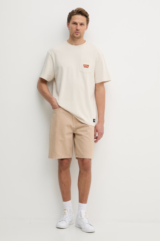 Hurley T-shirt męski z bawełną HSP26MMTS08558 beżowy SS26