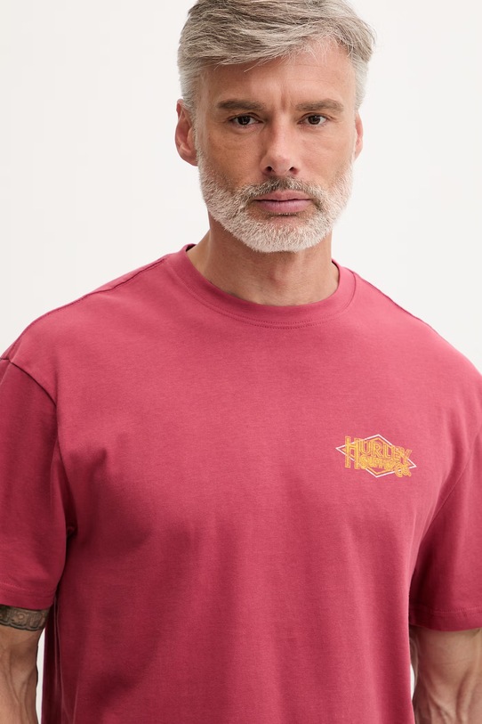 Hurley T-shirt męski bawełniany różowy HSP26MMTS09553