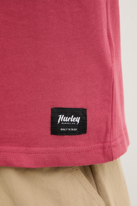 Hurley T-shirt męski bawełniany HSP26MMTS09553 różowy