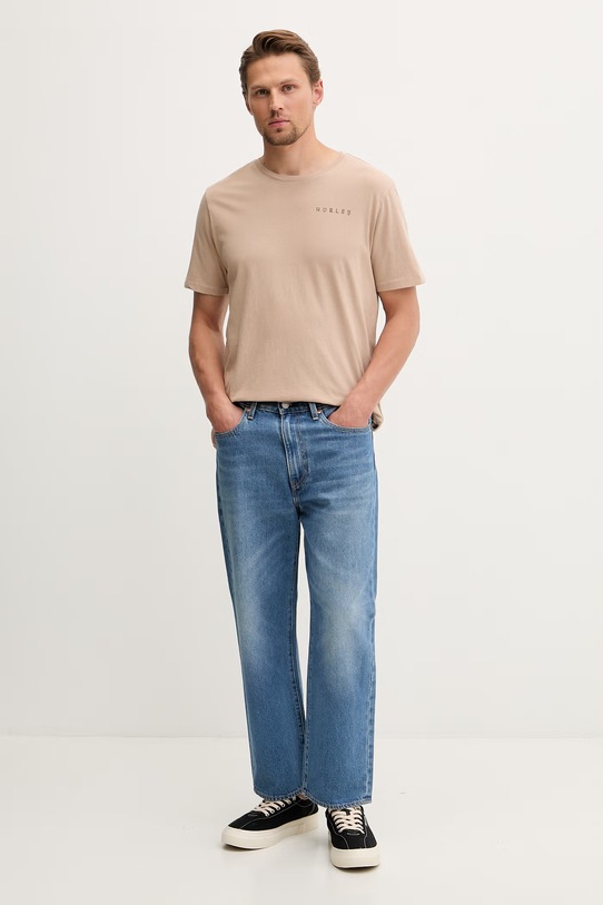 Hurley pánske bavlnené tričko HSP26MMTS08554 béžová SS26