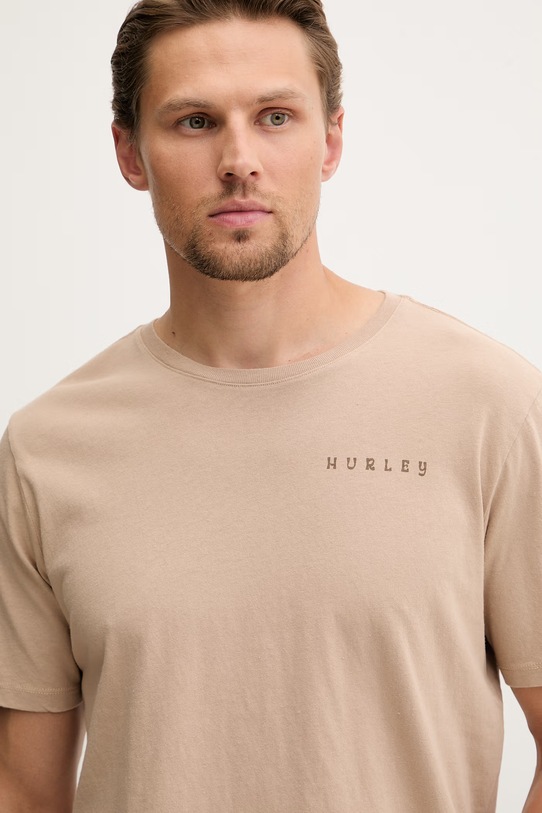 Hurley pánske bavlnené tričko béžová HSP26MMTS08554