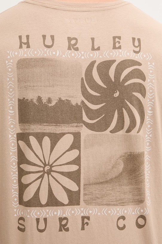 Hurley t-shirt męski bawełniany HSP26MMTS08554 beżowy