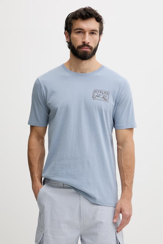 Hurley тениска мъжка памучна син HSP26MMTS08557