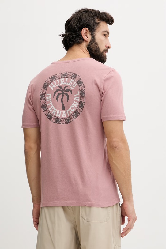 Odzież Hurley t-shirt męski bawełniany HSP26MMTS09552 różowy