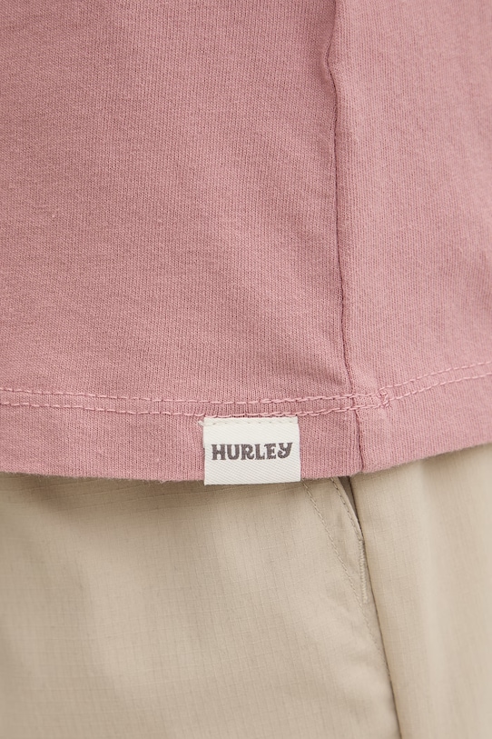 Hurley pánske bavlnené tričko HSP26MMTS09552 ružová