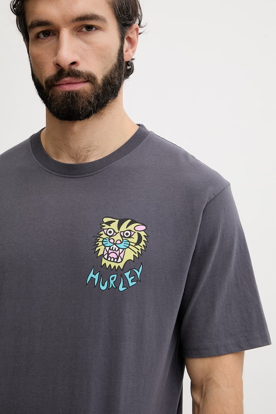 Hurley t-shirt męski bawełniany ETAM szary MTSEUET0001