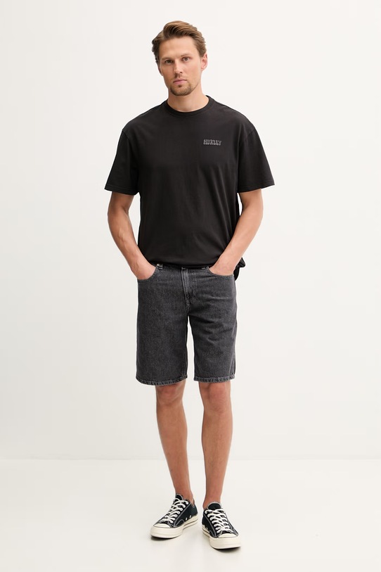 Hurley t-shirt męski bawełniany KRAFT MTSEUKR0001 czarny SS26