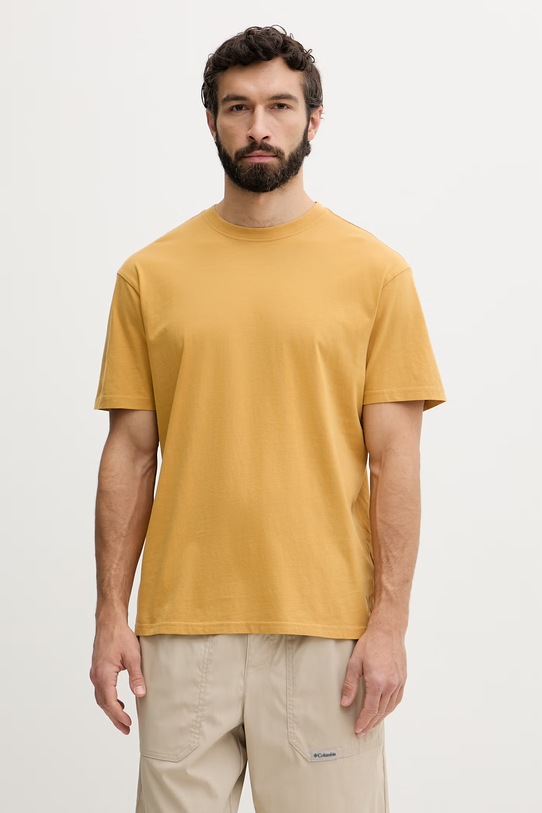 Odzież Hurley t-shirt męski bawełniany KRAFT MTSEUKR0003 żółty