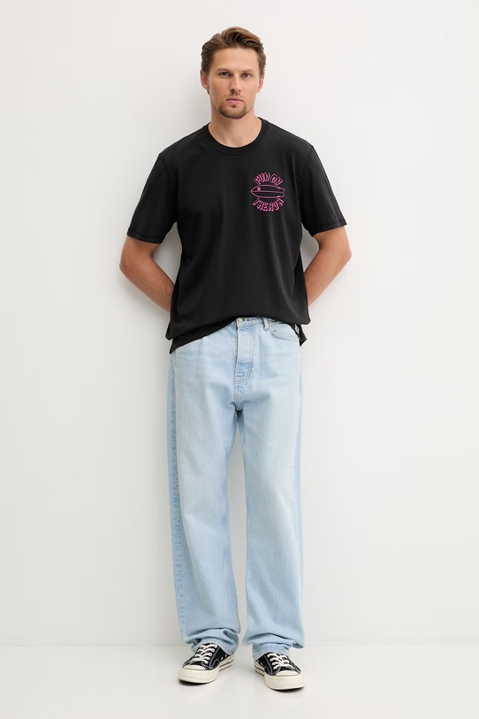 Hurley top męski bawełniany MTKEUED0004 czarny SS26