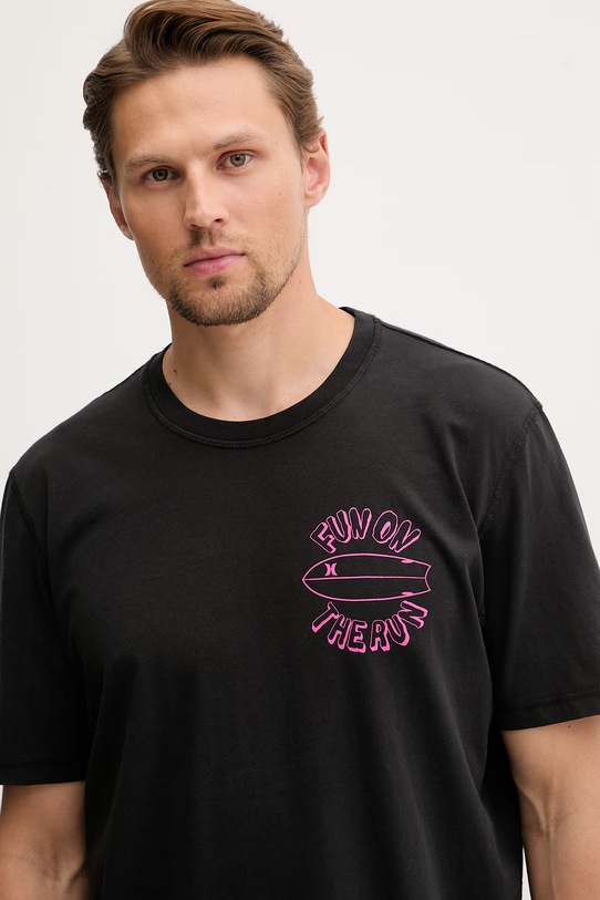 Hurley top pánsky bavlnený čierna MTKEUED0004