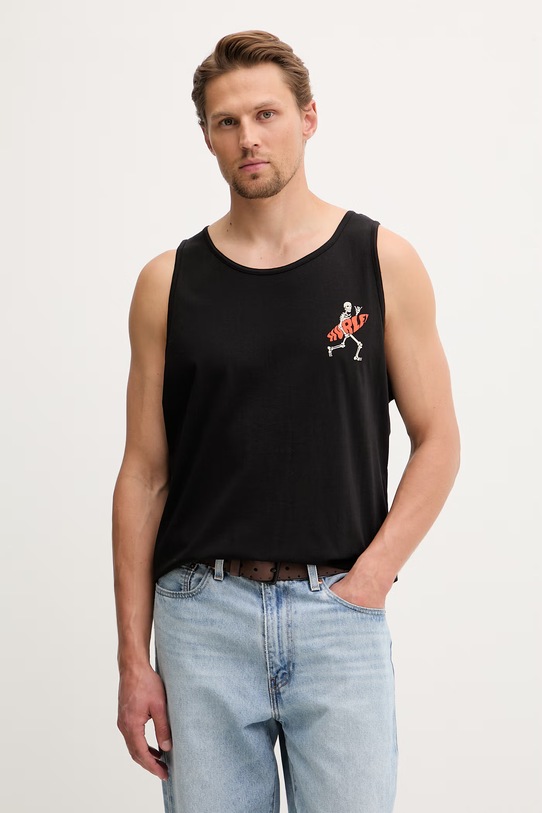 Ρούχα Hurley Τοπ Ανδρικό Βαμβακερό MTKEUED0005 μαύρο