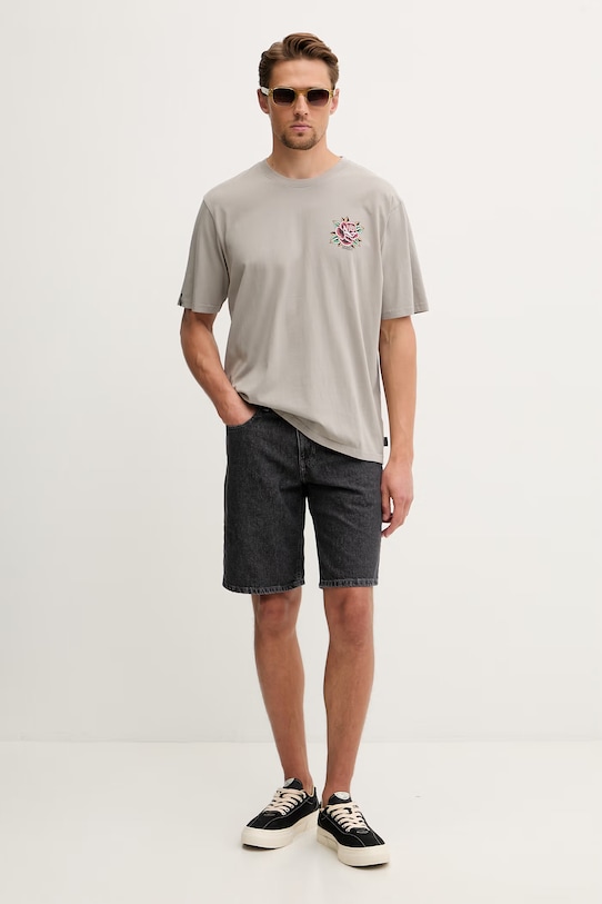 Hurley t-shirt męski bawełniany MTSEUTT0002 szary SS26
