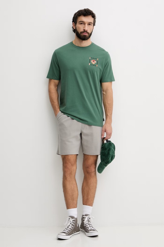 Hurley t-shirt męski bawełniany MTSEUED0003 zielony SS26