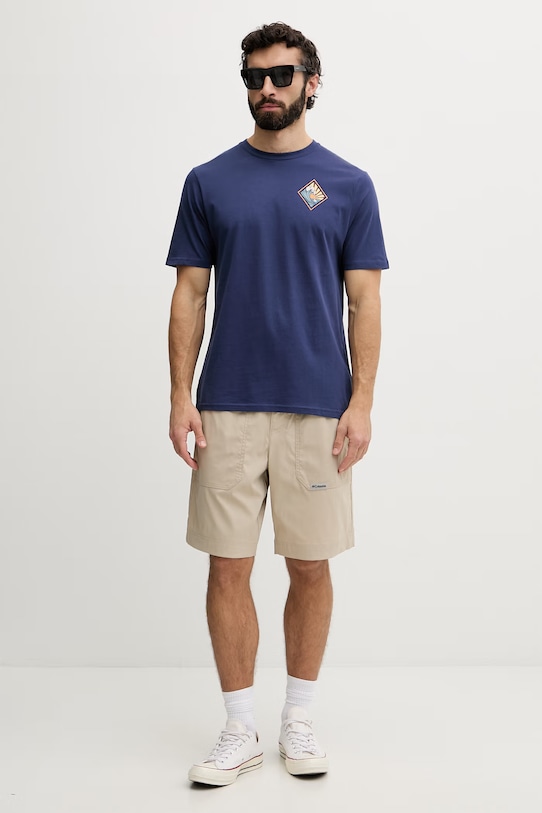 Hurley pánske bavlnené tričko MTSEUED0005 tmavomodrá SS26