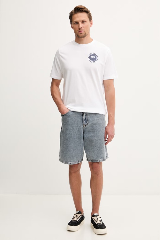 Hurley t-shirt męski bawełniany MTSEUED0009 biały SS26