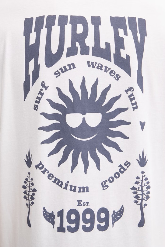 Hurley t-shirt męski bawełniany MTSEUED0009 biały