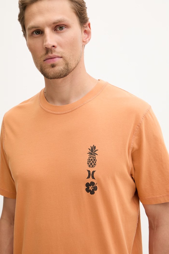 Hurley t-shirt męski bawełniany pomarańczowy MTSEU00025