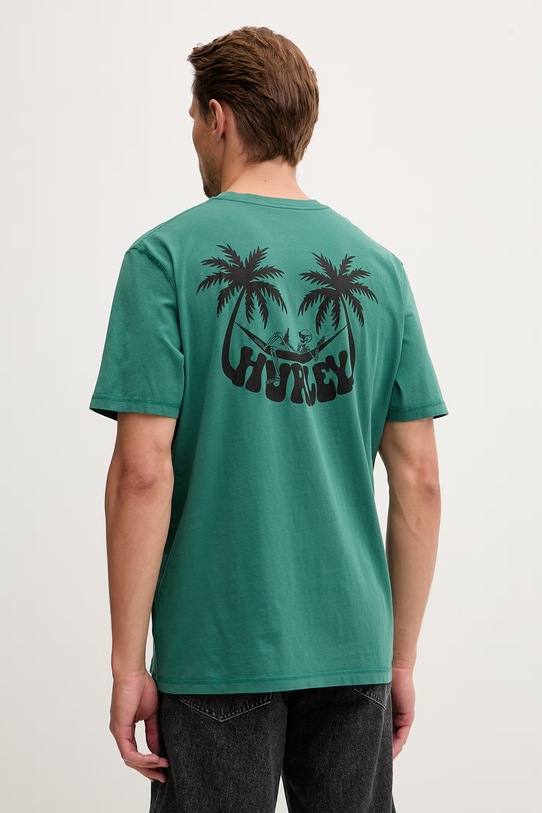 Odzież Hurley t-shirt męski bawełniany MTSEU00025 zielony