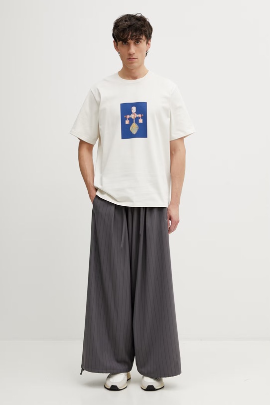 Wales Bonner Compass t-shirt męski bawełniany US26JE12.JE01.101 beżowy