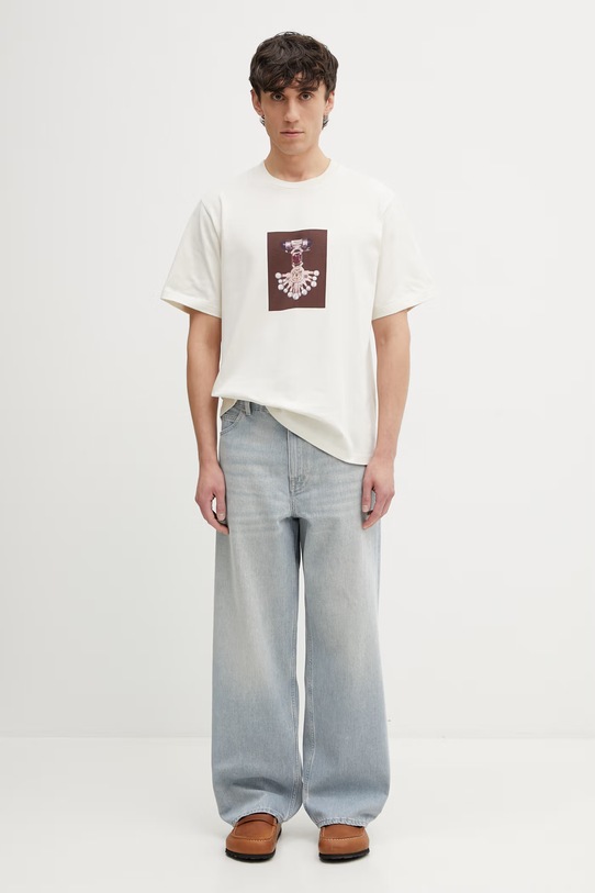 Wales Bonner Compass t-shirt bawełniany męski US26JE12.JE01.102 beżowy