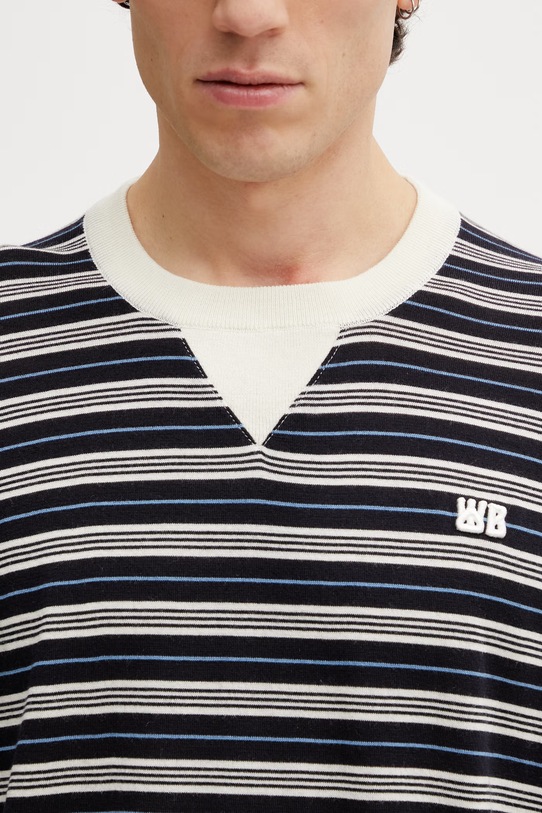 Wales Bonner Song t-shirt z wełną męski granatowy US26KNS4878.WO05.516