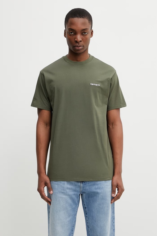 Carhartt WIP S/S Script Embroidery T-Shirt męski bawełniany zielony I030435.3LUXX