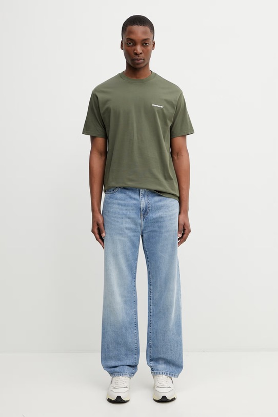 Carhartt WIP S/S Script Embroidery T-Shirt męski bawełniany I030435.3LUXX zielony