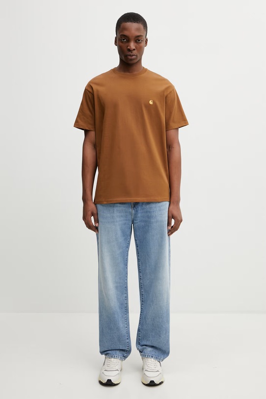 Carhartt WIP S/S Chase T-Shirt tricou din bumbac pentru bărbați I026391.00YXX maro