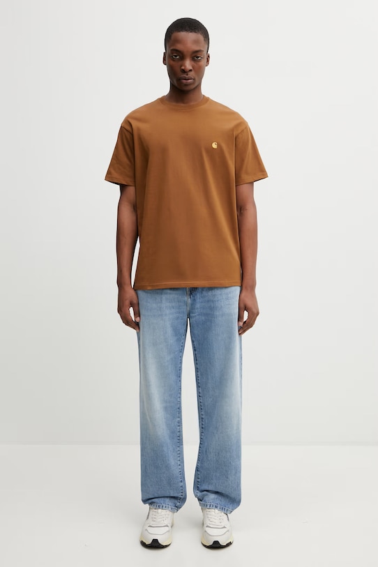 Carhartt WIP S/S Chase T-Shirt tricou din bumbac pentru bărbați I026391.00YXX maro