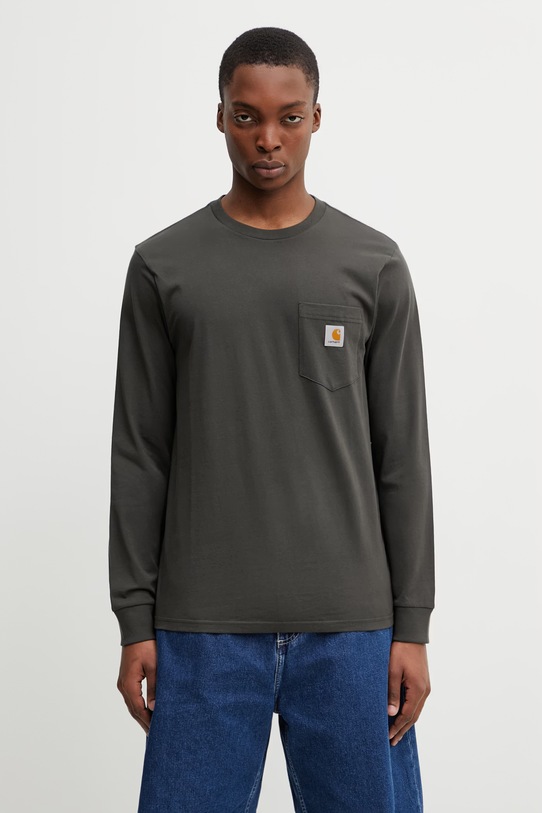 Carhartt WIP L/S Pocket T-Shirt longsleeve bawełniany męski zielony I030437.3IQXX
