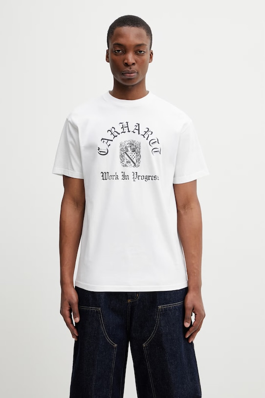 Carhartt WIP S/S Coat Of Arms T-Shirt bawełniany męski biały I036195.260