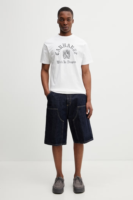 Carhartt WIP S/S Coat Of Arms T-Shirt bawełniany męski I036195.260 biały