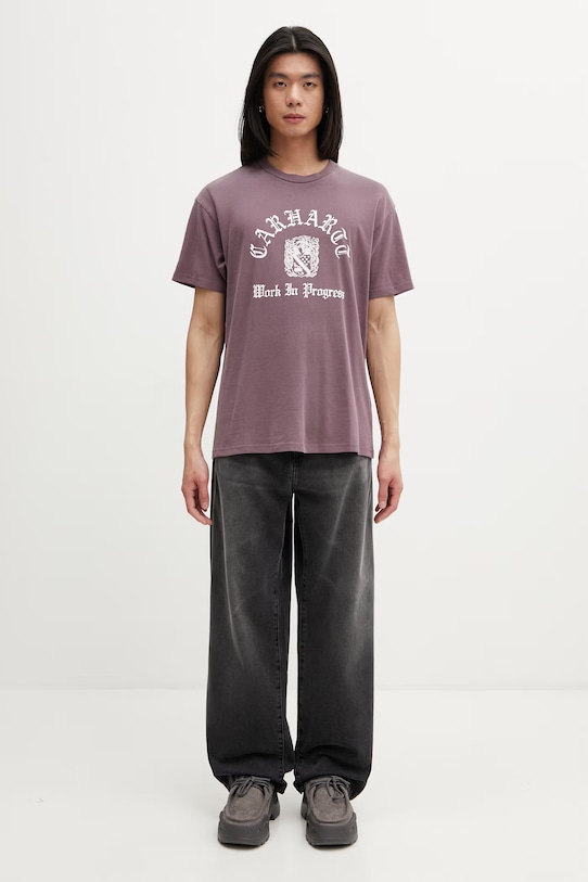 Carhartt WIP S/S Coat Of Arms T-Shirt t-shirt bawełniany męski I036195.3J1GD fioletowy