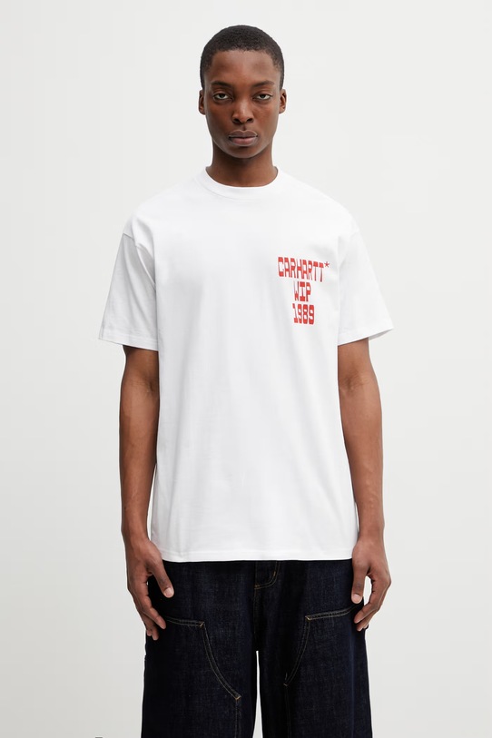 Odzież Carhartt WIP S/S Blocks T-Shirt t-shirt bawełniany męski I036231.02XX biały
