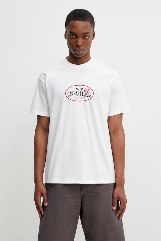 Odzież Carhartt WIP S/S Harlequin BBQ T-Shirt t-shirt bawełniany męski I036245.02XX biały