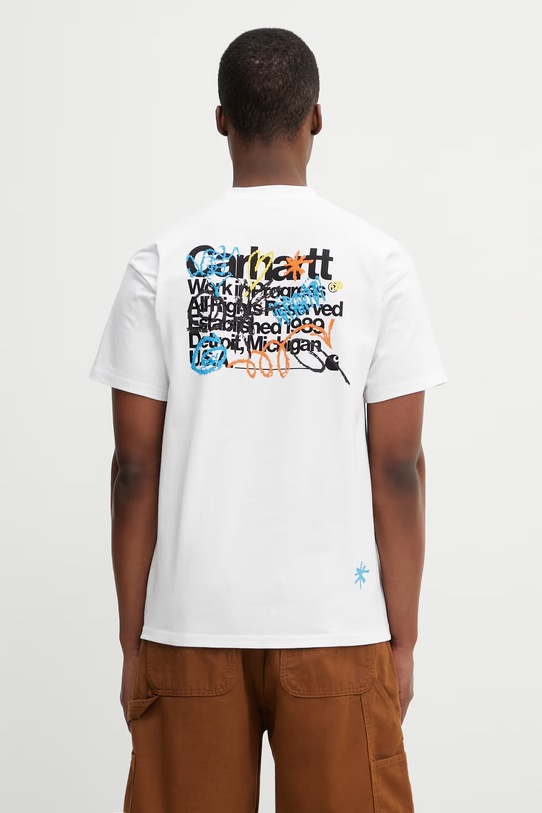 Odzież Carhartt WIP S/S Primary T-Shirt t-shirt bawełniany damski I036238.02XX biały