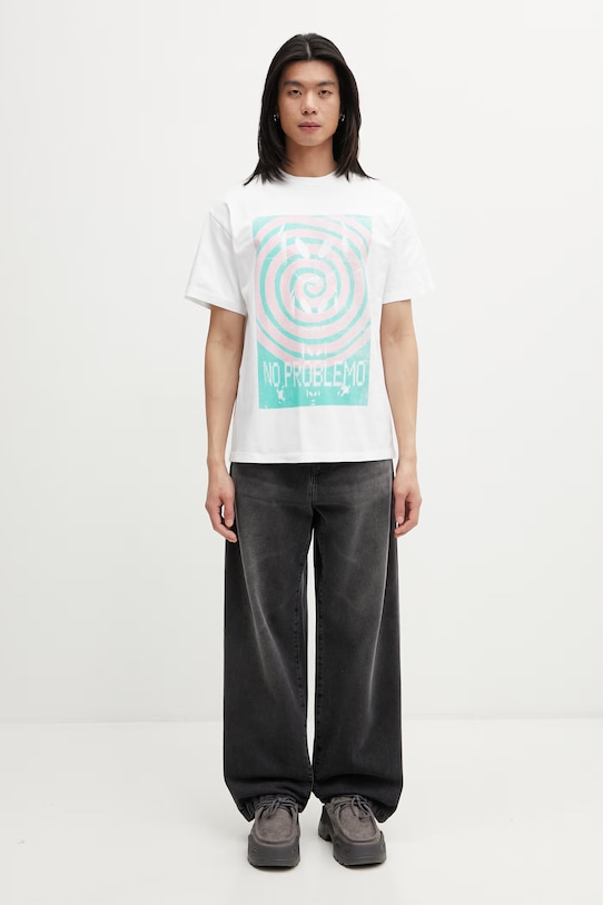 No Problemo Spiral t-shirt męski bawełniany NP6002605 biały