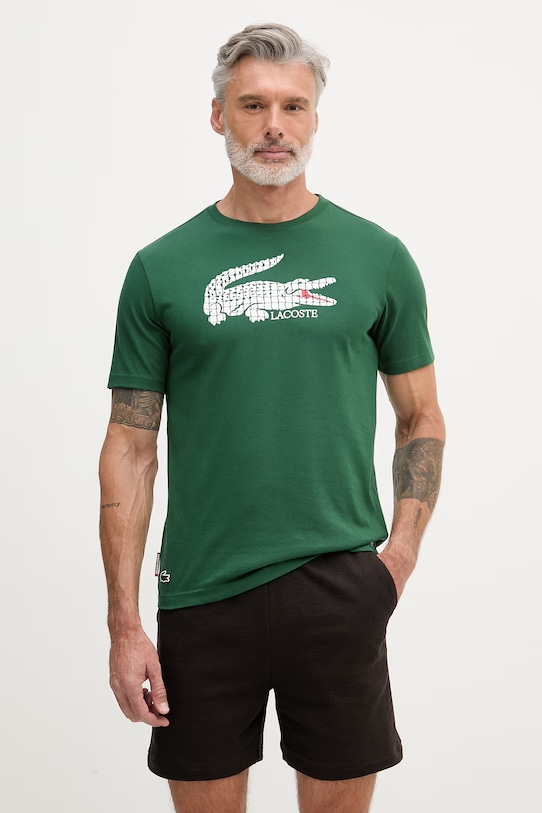 Lacoste T-shirt męski z bawełną zielony TH0338