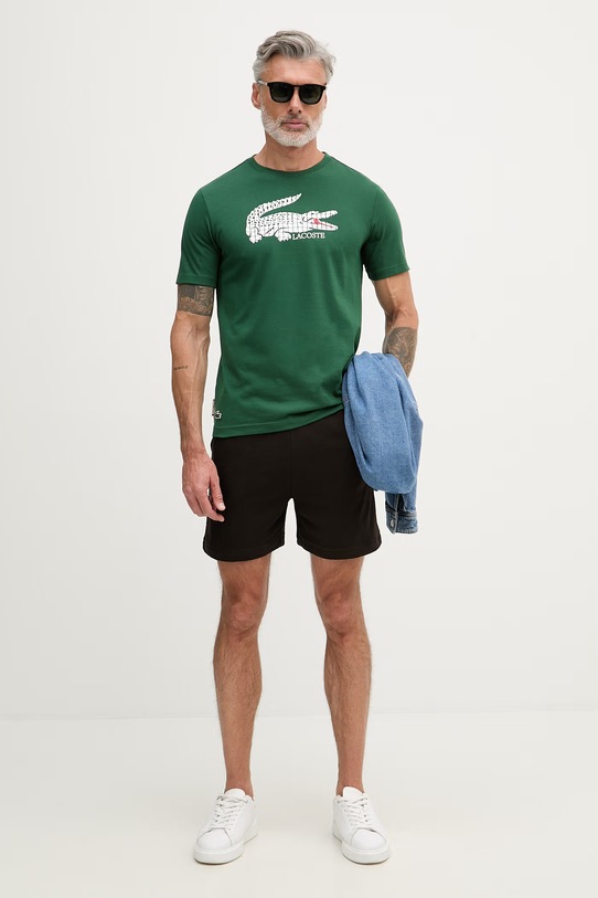 Lacoste T-shirt męski z bawełną TH0338 zielony SS26