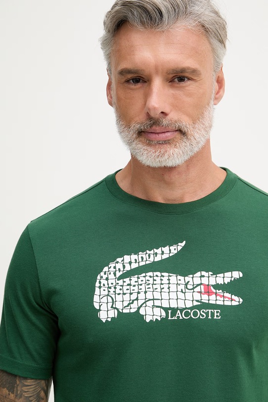 Lacoste T-shirt męski z bawełną zielony TH0338