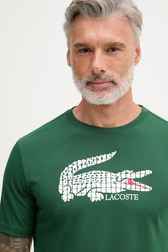 Lacoste T-shirt męski z bawełną zielony TH0338