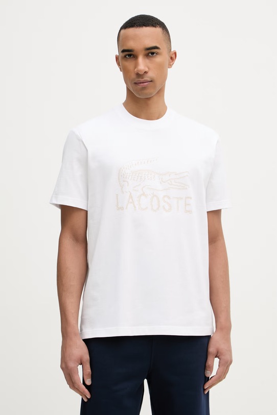 Lacoste T-shirt męski bawełniany biały TH1427
