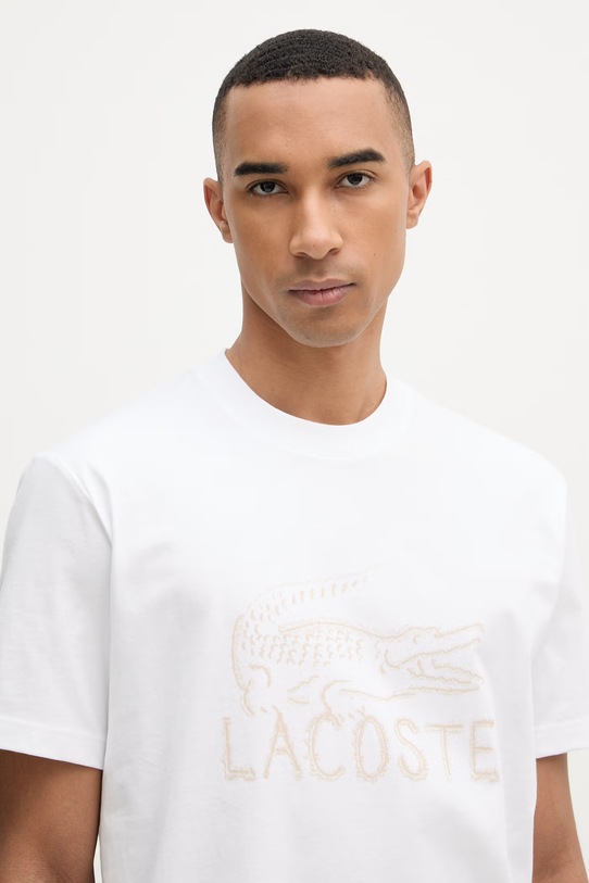 Lacoste T-shirt męski bawełniany biały TH1427