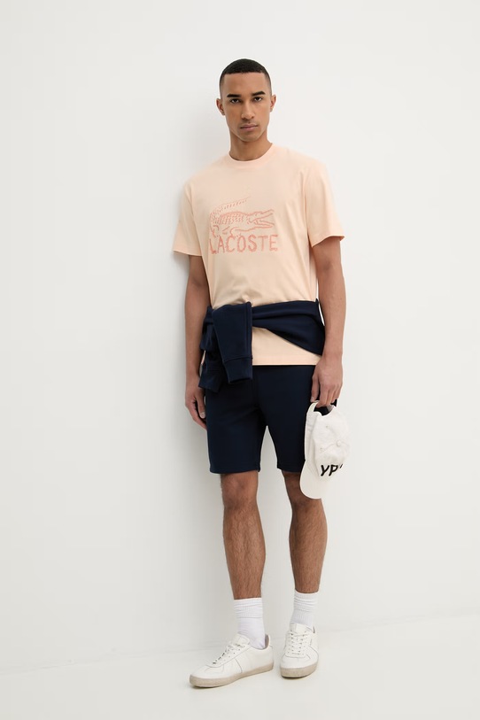 Lacoste T-shirt męski bawełniany TH1427 pomarańczowy SS26