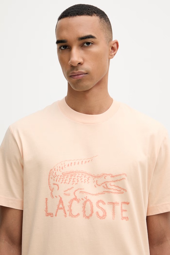 Lacoste T-shirt męski bawełniany pomarańczowy TH1427