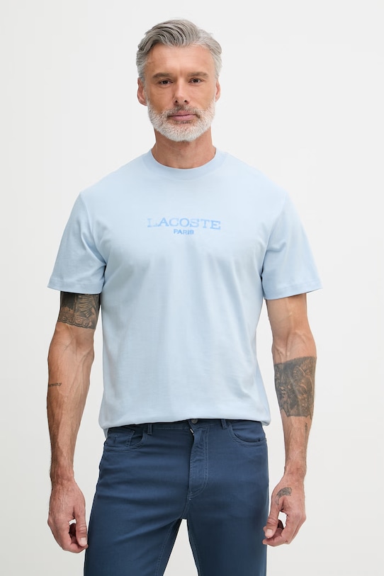Lacoste T-shirt męski bawełniany niebieski TH1435