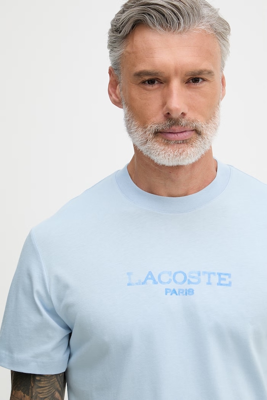 Lacoste T-shirt męski bawełniany niebieski TH1435