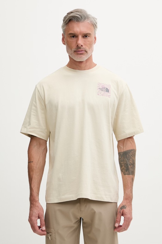 Odzież The North Face T-shirt męski bawełniany SUN OVERSIZE NF0A8GA0DOM1 beżowy