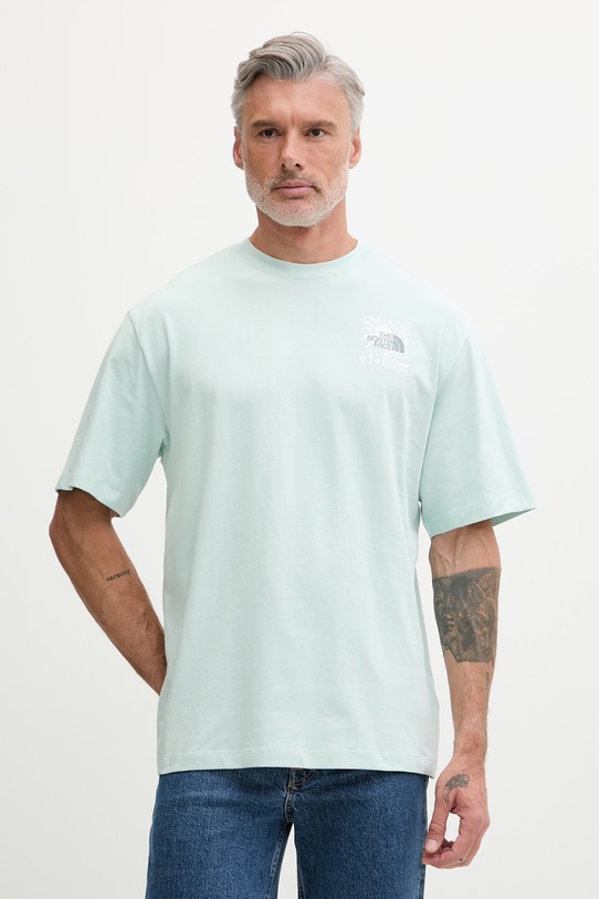 Odzież The North Face T-shirt męski bawełniany SUN OVERSIZE NF0A8GA0G701 zielony
